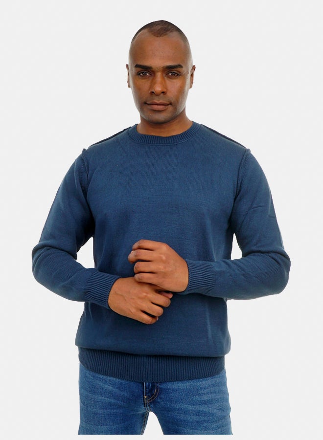 FIRE WOOD FireWood Round Neck Knit Sweater Long Sleeve For Men- Petrol - Image 2
